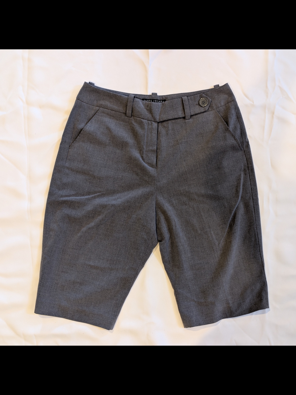 Larry Levine Charcoal Gray Tailored Bermuda Shorts Stretch SPT 12